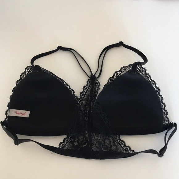 Triumph Darling Black Lace Triangle Bra, Size S - Picture 4 of 4